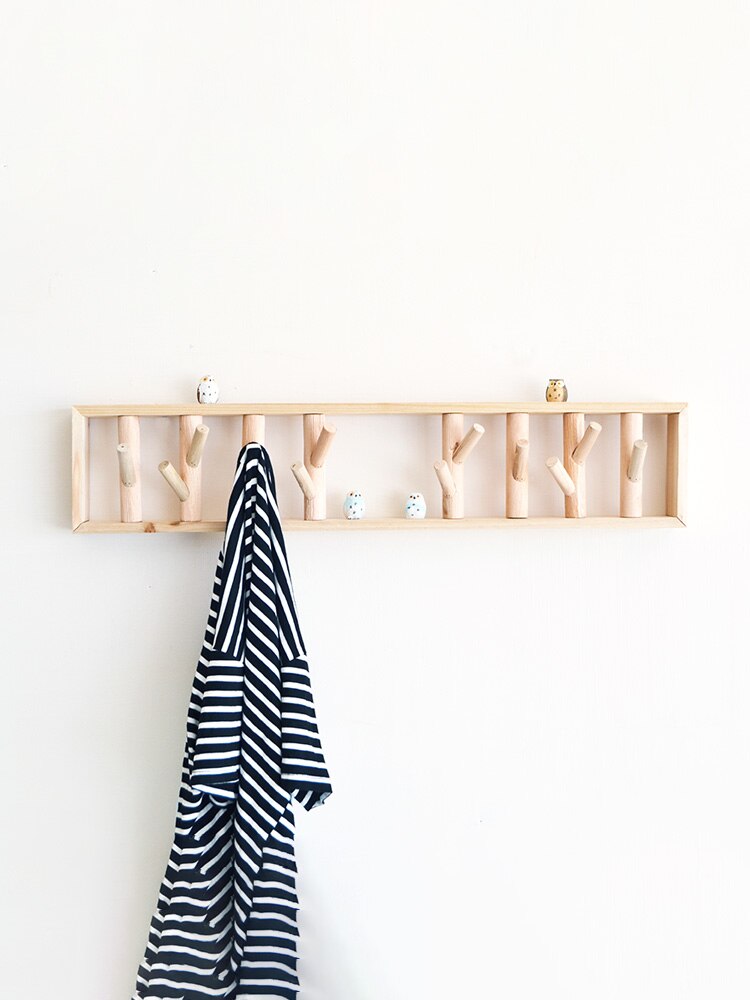 Leuke Vorm Handgemaakte Houten Sleutelhouder Muur Woonkamer Uil Tak Creatieve Kleding Haak Lager Sterke Hanger