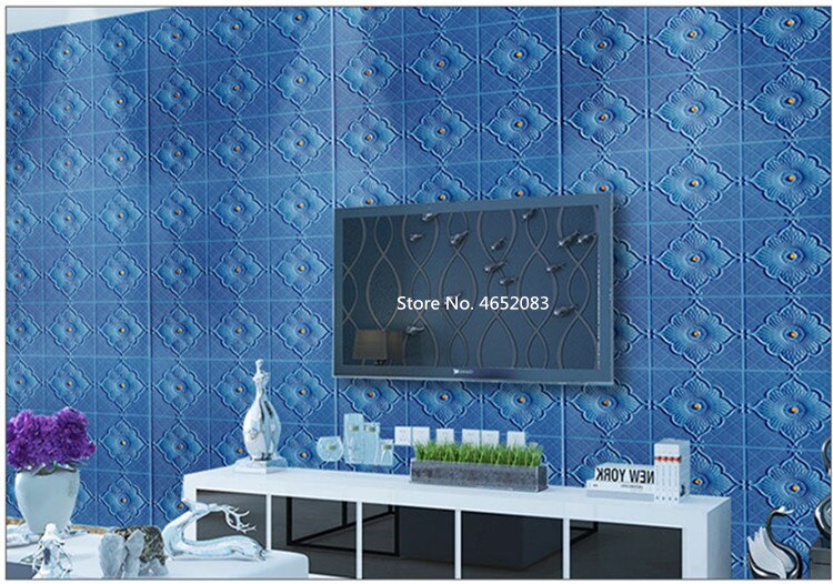 3D Muurstickers Plafond Sticker Dak Decoratie Schuim Behang Stereo Waterdicht Diy Tv Achtergrond Behang Sticker