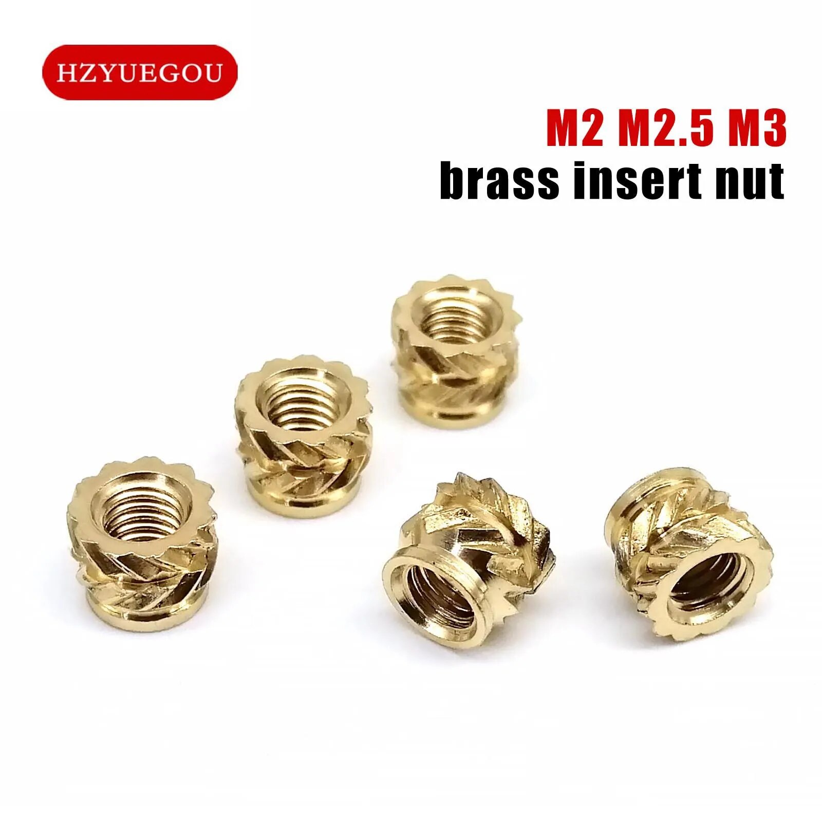 50/100pcs M1.6 M2 M2.5 M3 M4 Solid Brass Copper Embed Insert Nut for Melt Heat Injection Molding Double Twill Knurled Thread