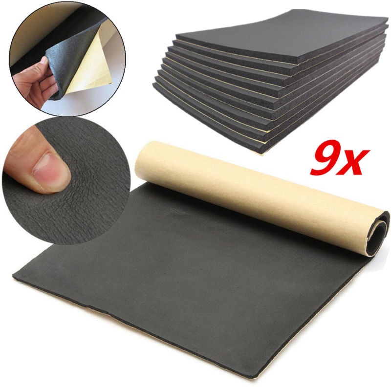 9x Auto Sound Proofing Deadener Sheet Mat Fire Wall Acoustic Dampening Foam 6mm Water resistant flame retardant Black 50*30cm