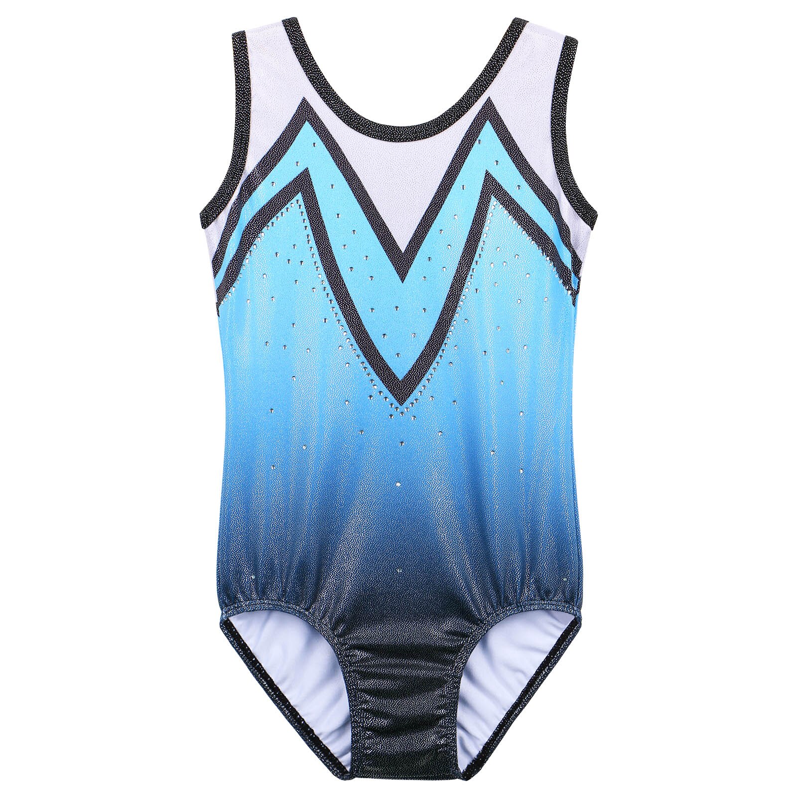 BAOHULU – justaucorps bleu dégradé pour filles, sans manches, costume de pratique de gymnastique, de ligne, tenue de danse, combinaison