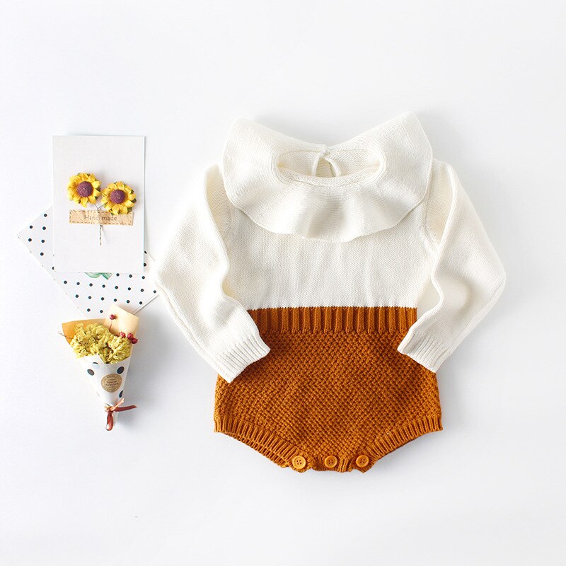 Autumn Baby Knitted Rompers Sweater Baby Girl Long Sleeve Knitted Overalls Infant Girl Princess Cotton Clothes Baby Girl Romper