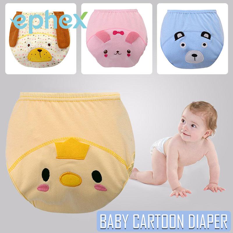 Ephex behageligt vaskbart undertøj baby træningsbukser lækagesikker and / hund / kanin / bjørn åndbar bomuld diape karton