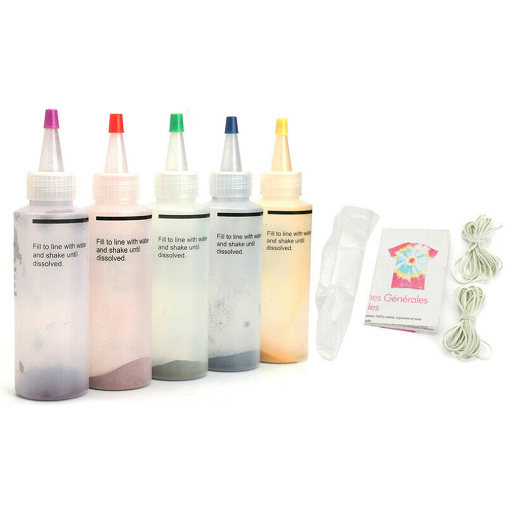 18 bottles / 5 bottles permanent one-step tie-dye set DIY set fabric textile crafts ground engineering dye painting party art: 5pcs
