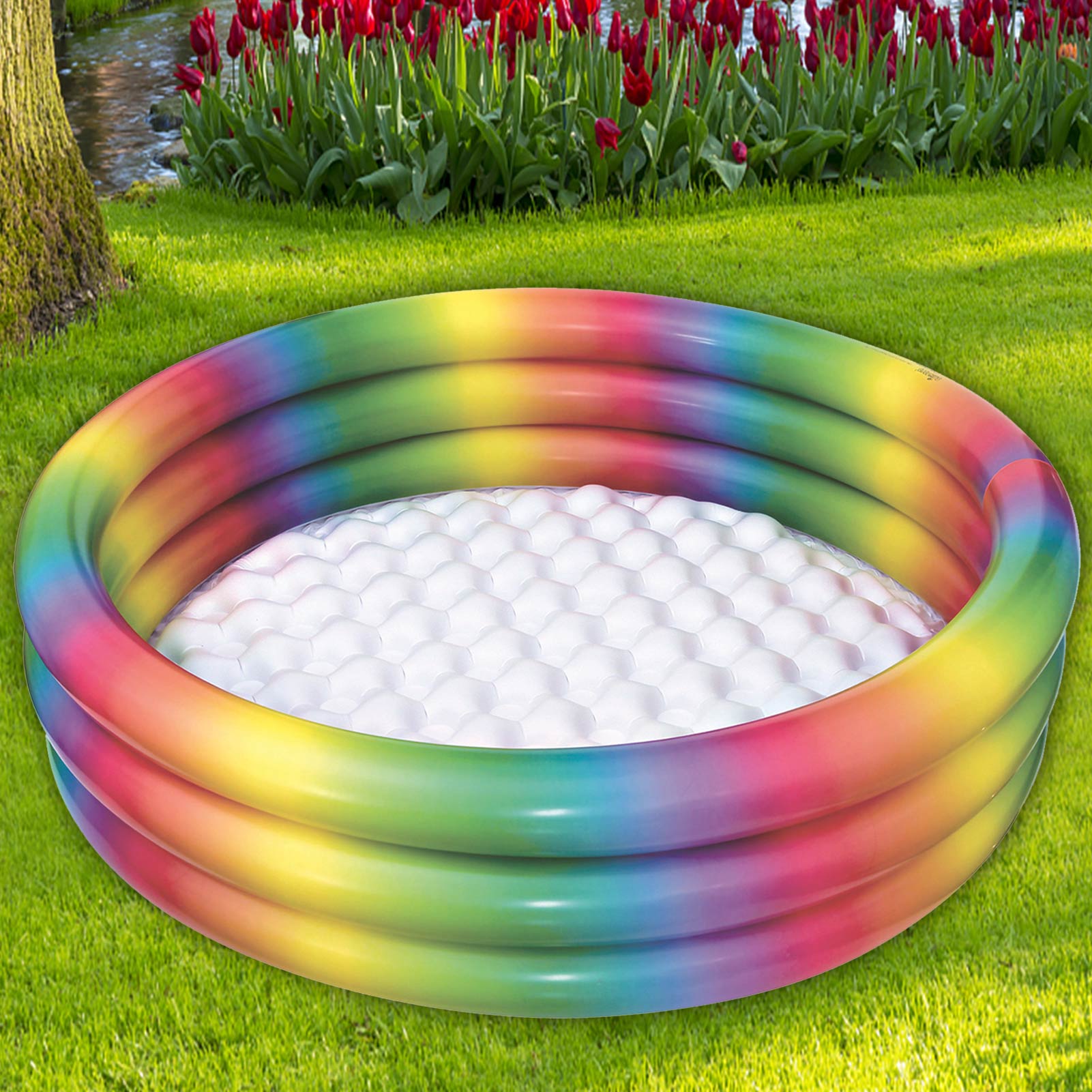 90/110/130CM Round Inflatable Pool PVC Thickened Rainbow Paddling Pool Bathtub Outdoors Summer Inflatable Swimming Pool Toys