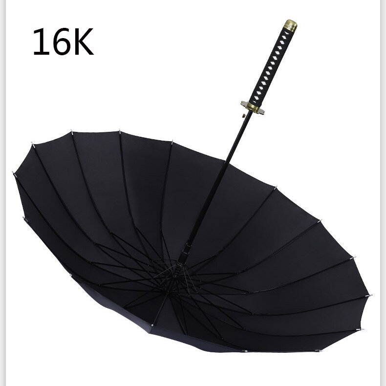Japansk ninja-lignende paraply samurai sværd mænd store paraplyer regn kvinder vindtæt langt håndtag sombrilla automatico åben: Sort b stil 16k