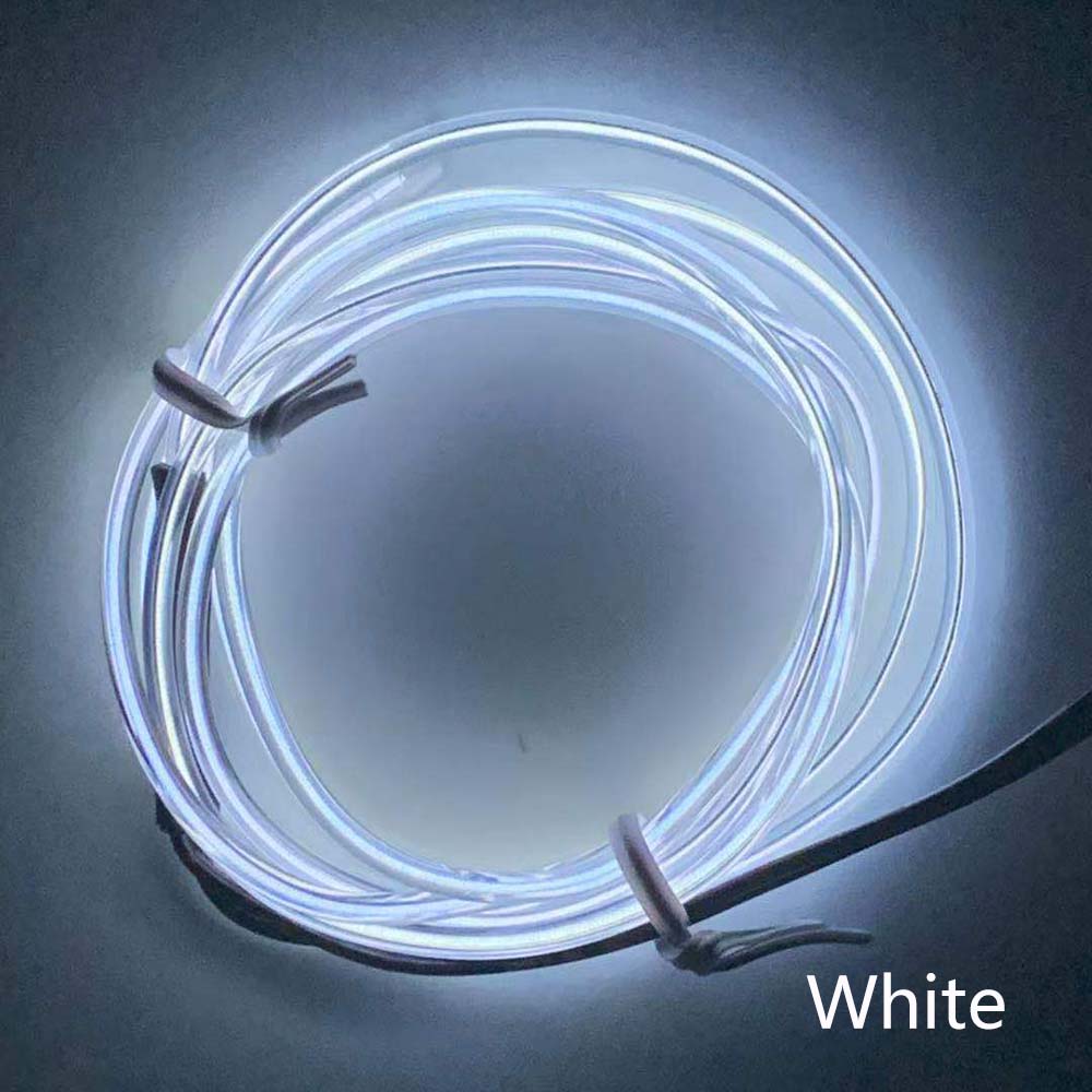Neon Licht Naaien Rand EL Wire Led Dance Party Decor Auto Lichten Neon LED lamp Flexibele Touw Buis LED Strip decoratie 3 V/5 V/12 V: WHITE