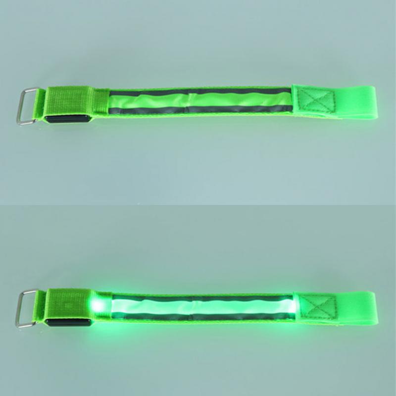 SLILE Arm Warmer Belt Bike LED Luminous Armband LED Safety Sports Reflective Belt Strap Snap Wrap Light up Arm Band Armband: green