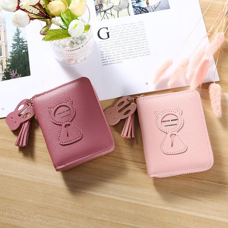 Wallets Tassel Short Wallet For Woman Zipper Mini Coin Purse Ladies Small Wallet Female Leather Card Holder