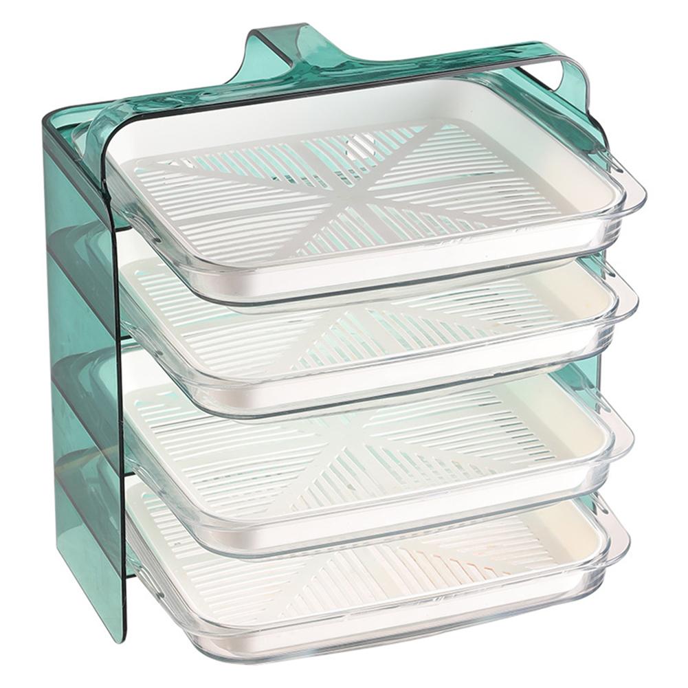 Kitchen Preparation Plate Organizer 4-Layer Cooking Dishes Tray Multi-Functional Wall Mount Racks Kitchen Organizer and Storage: PET Dish Green