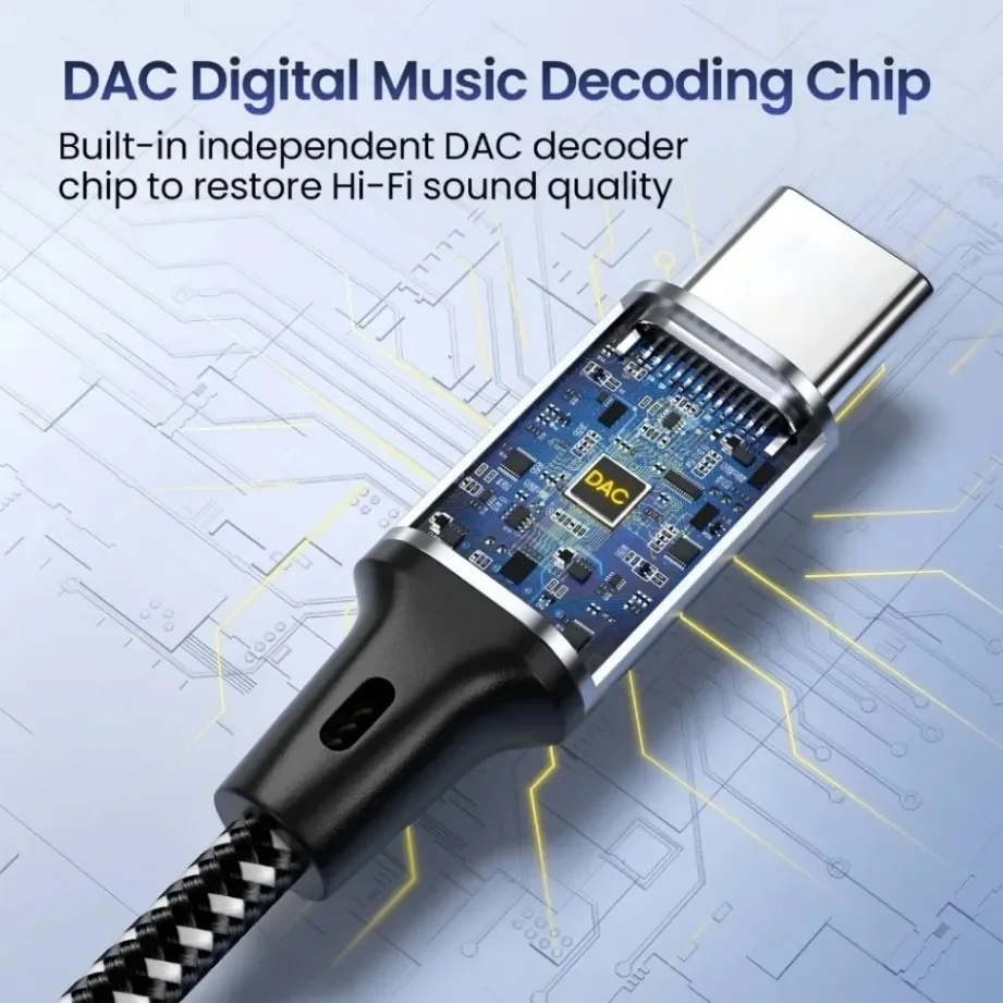 Kabel USB-C robić 3.5mm Jacek Aux TABLLYUGE, adapter audio USB-C, 1m/1.5m/2m robić słuchawek, telefonu, samochodu, złącze audio, kabel Aux