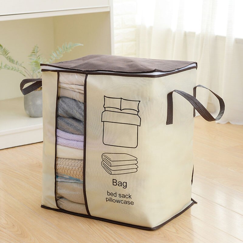 Sammenklappelig skabsarrangør, ikke-vævet, bærbar tøjopbevaringspose, organisator til sengetøj til pudebetræk 45.5*51*29cm: B