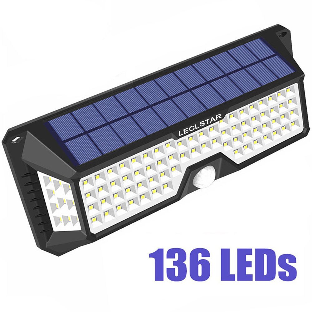 LED Night Light with Motion Sensor Solar Powered Night Lamp Outdoor Waterproof Garden Road Street Wall Lamp luminaria Nightlight: 136 LED White Light