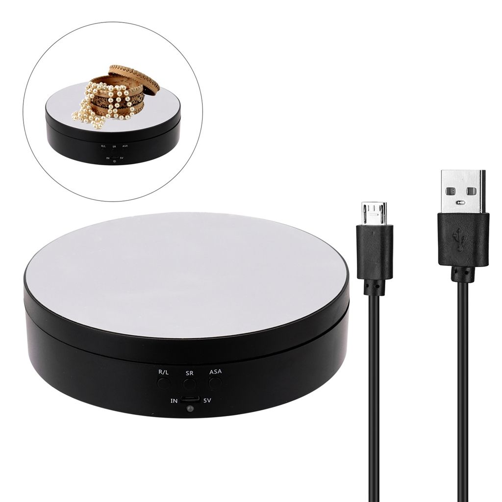 Motorized Rotating Display Stand 360 Degree Turntable 3 Speeds for Cake: black