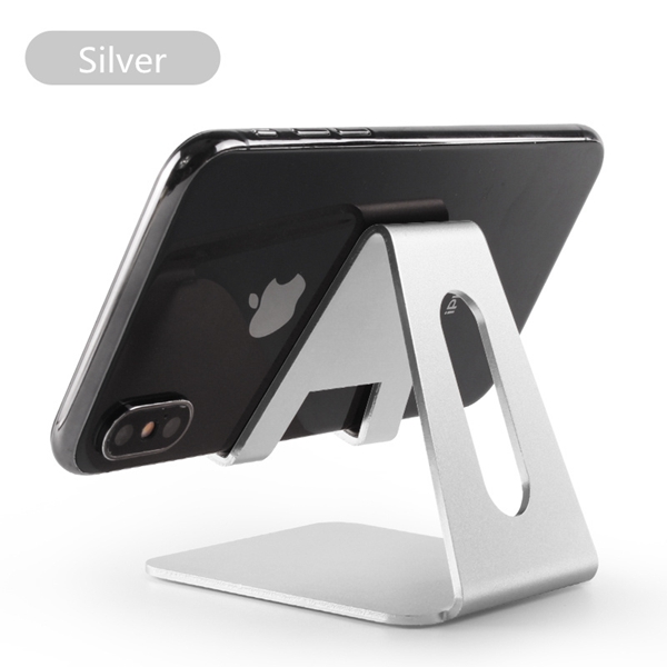 Suporte universal de celular, suporte de liga de alumínio para aparelhos iphone x, 8, 7, 7, 7 plus, 6/5, samsung e ipad: silver