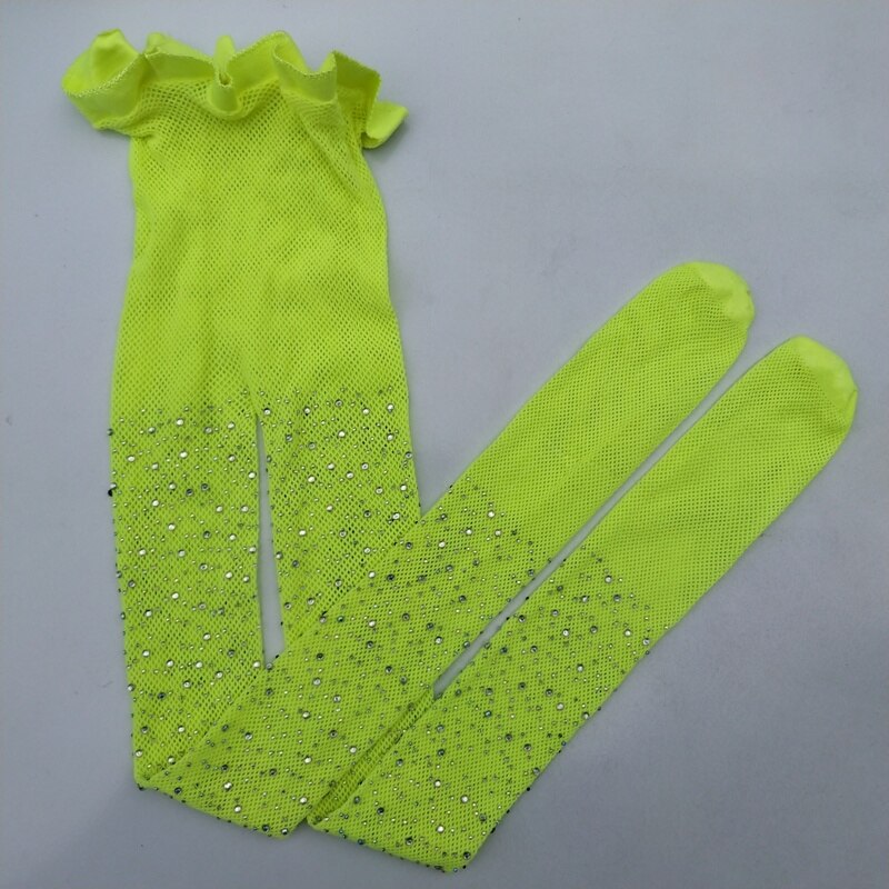 Kids Girls Sequin Mesh Fishnet Fish Net Pantyhose Tights Stockings Children High Stockings: Fluorescent Yellow