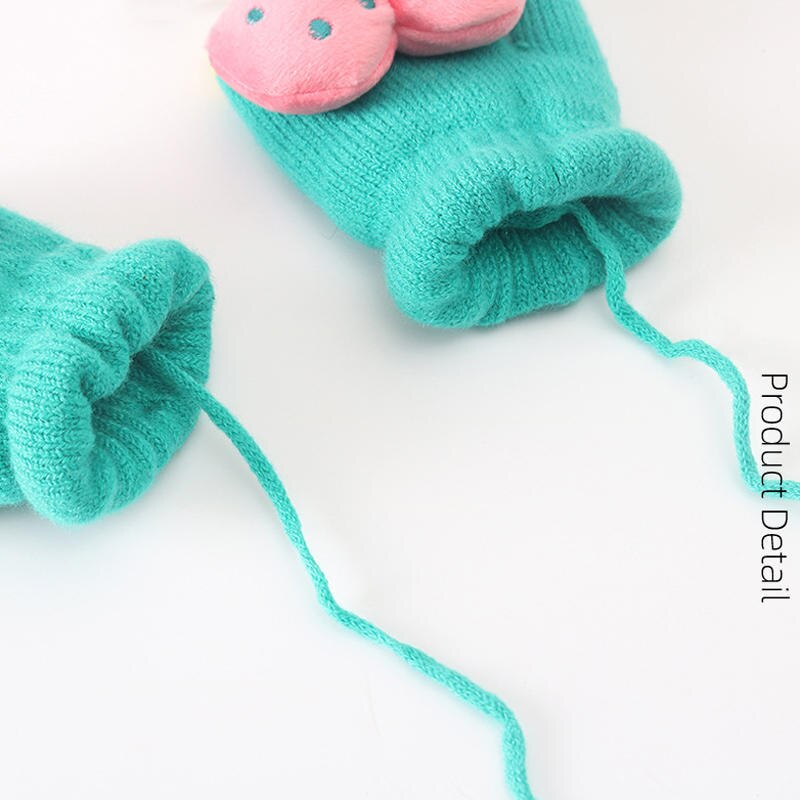 Wecute Forma Dos Desenhos Animados Joaninha Bonito Bebê Infantil Luvas de Inverno Crianças Luvas De Malha Saco Refere-se Ao Pescoço Pendurado Luvas Duplas para 3-6Y