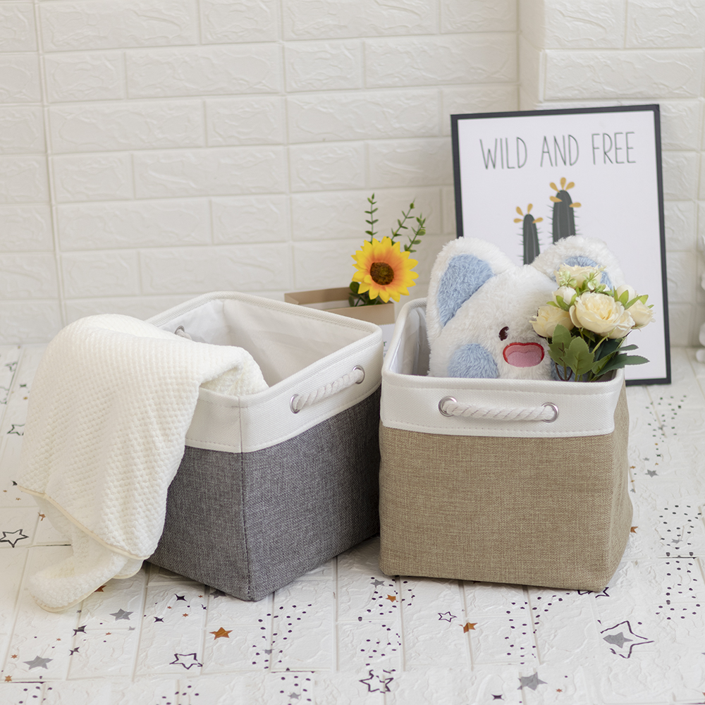 Foldable Storage Cubes Bins for Home Collapsible Fabric Storage Baskets with Ropes Office Closet Clothes Toys Organizer