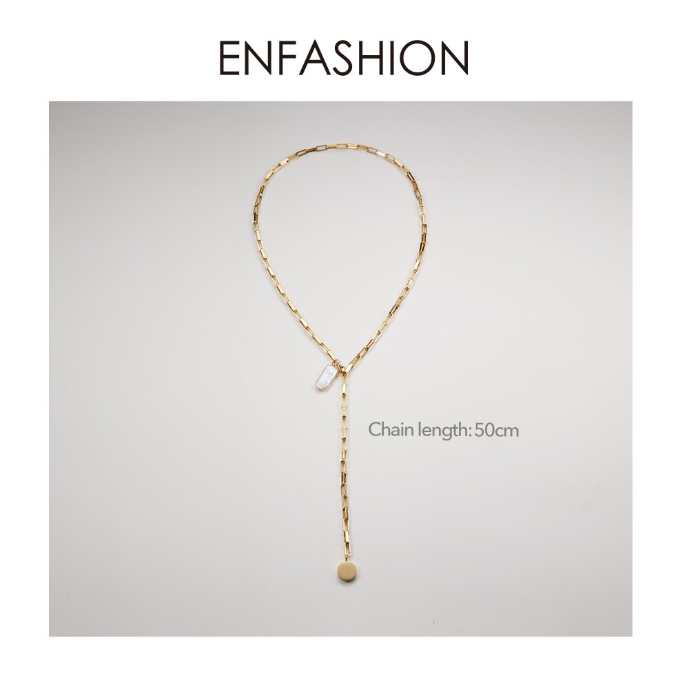 ENFASHION Boho Muschel Kette Halskette Frauen Gold Farbe Edelstahl Natürliche murmeln Der Perle Halsketten Schmuck P193032