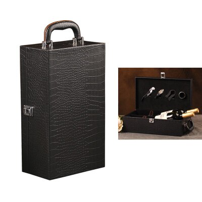 PU Leather High-grade Wine Double Box 750ml 2 Bottles Package Leather Wine Box Solid Top-grade Commercial Packing: 10