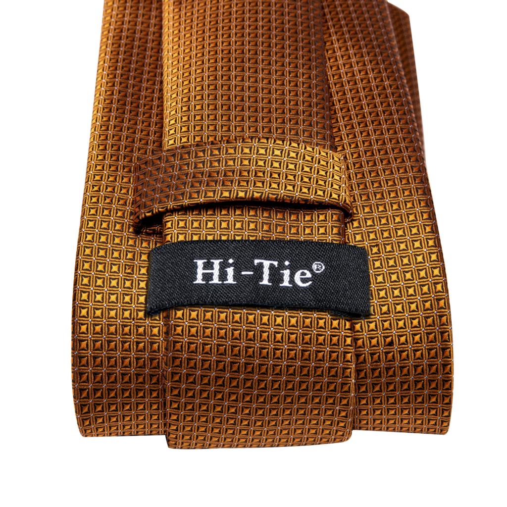 Hi-Tie-corbata de seda a rayas para hombre, corbata de boda a rayas de color naranja o dorado, pañuelo, para de negocios