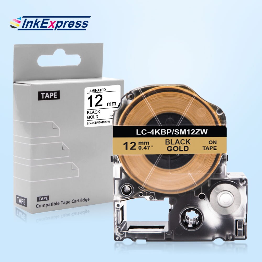 12mm taśma do projektora Epson król Jim SS12KW SC12RW SC12YW SC12BW SC12GW ST12KW taśma z etykietami LC-4WBN wstążki drukarki dla Epson drukarka do etykiet: Black on Gold