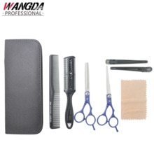 6.0 Inch Hairdressing Scissors Comb Set Hair Salon Haircut Hair Care Styling Set Is Also Used For Pet Hair Cutting: Blue Scissors Set