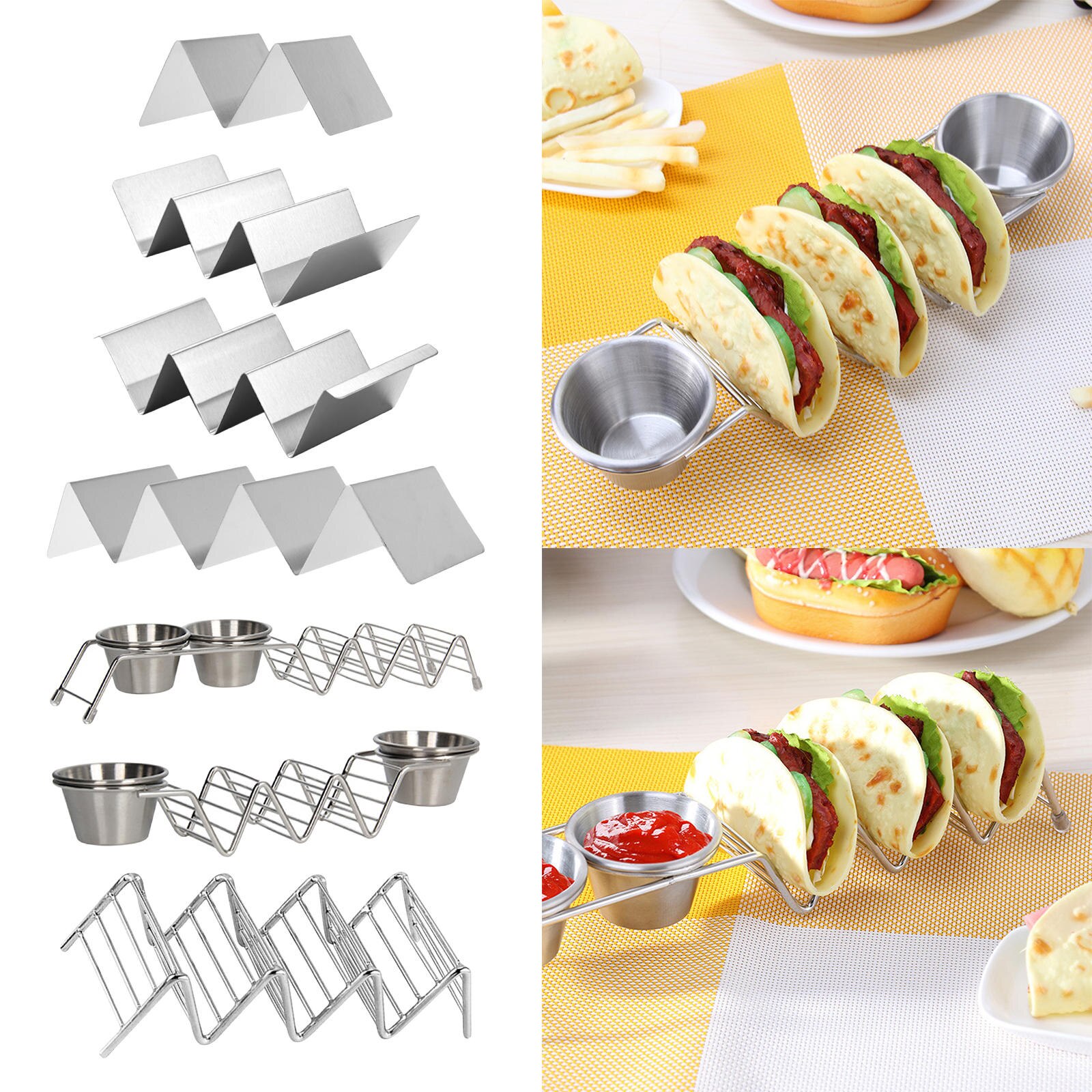 Taco Holder Stainless Steel Taco Rack Shell Taco Display Stand Plate Tray Food Holder Rack, Kitchen Cooking Tool