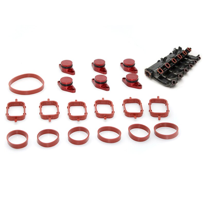 Junta de colector de admisión de goma de aluminio de 22mm, aleta de remolino en blanco, accesorios de motor de coche a prueba de calor Premium: Red
