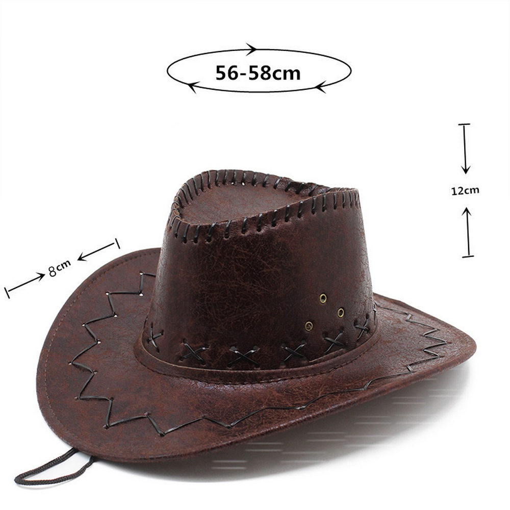 Retro Cowboy Hat Cowgirl Cap Western Style Cool Men Patch Outdoor Horse Riding 56-58cm Hat NZ0036