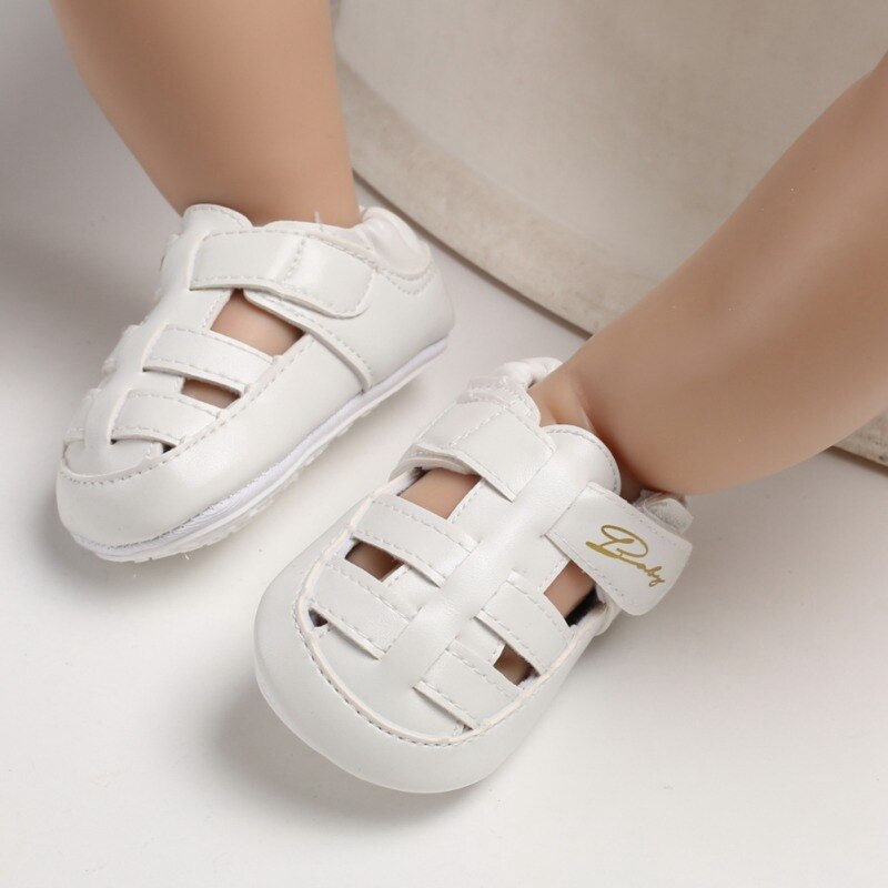 Zomer Baby Jongens Ademende Anti-Slip Holle Kinderen Pu Lederen Schoenen Peuter Zachte Zolen Baby Sandalen Mode sneakers: WHITE / 13
