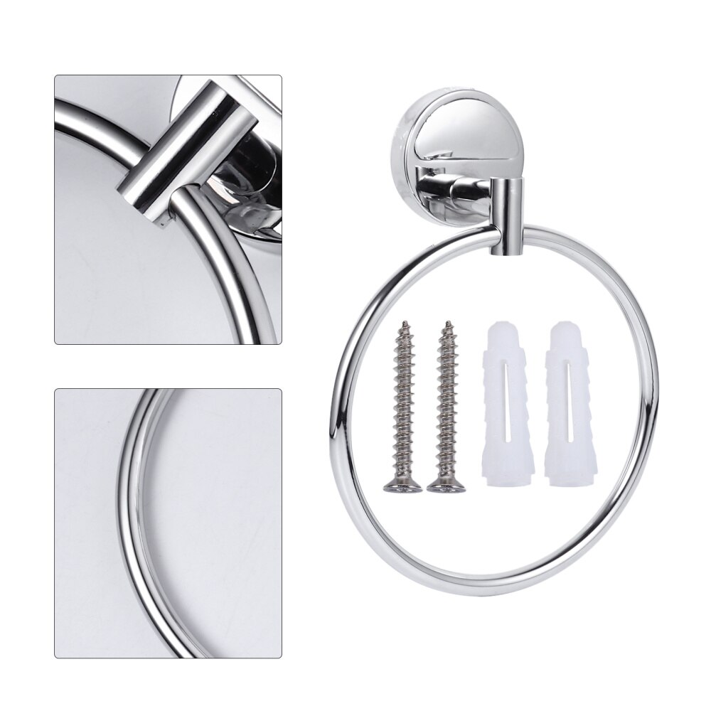 1Pc Handdoekenrek Rvs Praktische Handdoek Houder Muur Handdoekenrek Handdoek Ring Voor Badkamer Thuis: Sliver 1
