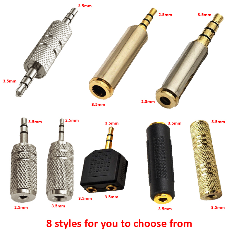 3.5/2.5mmMale to 2.5/3.5mmFemale Jack Stereo Connector Coupler Adapter Audio Cable Extension For MP3 DVD Headphone Car.
