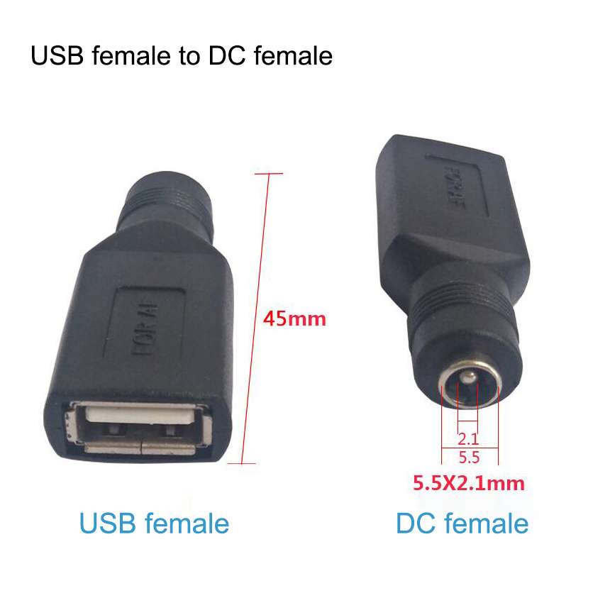 DC Female power Jack 5.5*2.1mm To USB 2.0 Male mirco type c Plug Female Jack 5V Connector converter Adapter for Laptop: Red / 0.2M