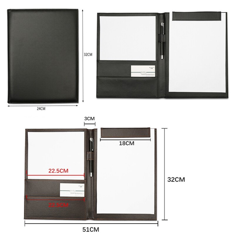 A4 Lederen Map Documenten Binder Multifunctionele Rekenmachine Pen Data Opbergtas Business Organizer Stevige Office Manager Clip