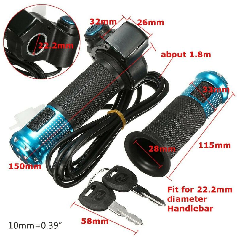 Elcykel gashåndtag elektrisk scooter batteri spænding led indikator power key locker speeder