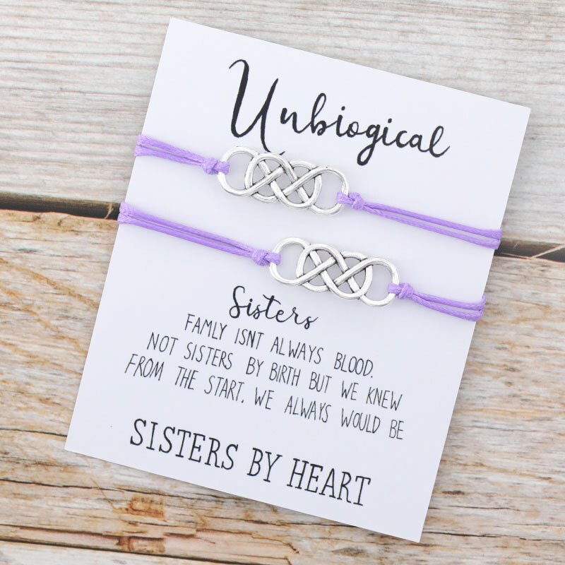 Unbiological Sister Bracelet Set Best Friend Matching Infinity Friendship Bracelet Soul Sister Friend BFF Bracelet Jewelry: Purple