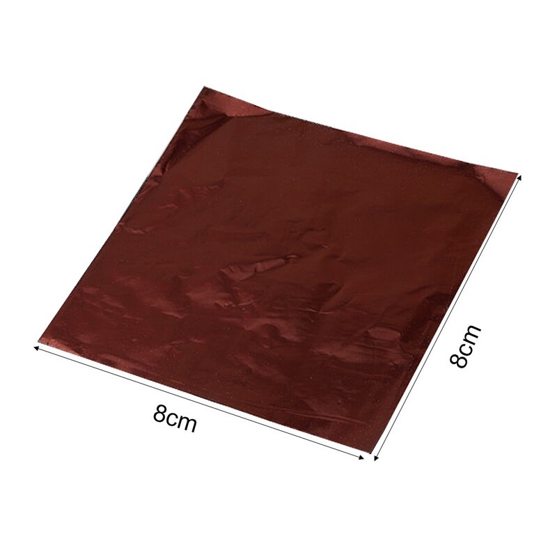 Junijour 100 st 8 x 8cm självmat aluminiumfolie papper choklad godis förpackning 10 färger fest födelsedag omslag folie pappersklistermärke: Kaffe