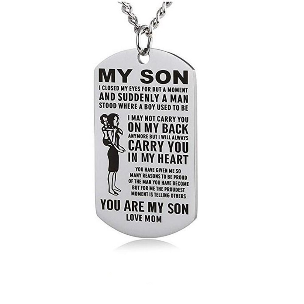 Yamily Mijn Zoon U MIJN ZOON LOVE DAD ketting Zilver zwart Rvs hanger ketting zoon vader sieraden