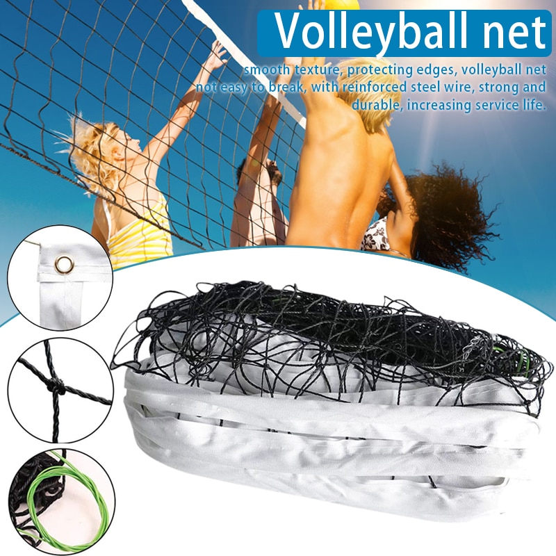 Volleyball net stålwire sæt bærbart til strand udendørs baghaver sportstræning  h7jp: Default Title
