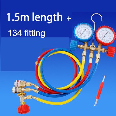 Car Air conditioning refrigerant filling tube cold medium Freon R134A Refrigerant charging hose Pressure Gauge 536G: 150cm 134fitting