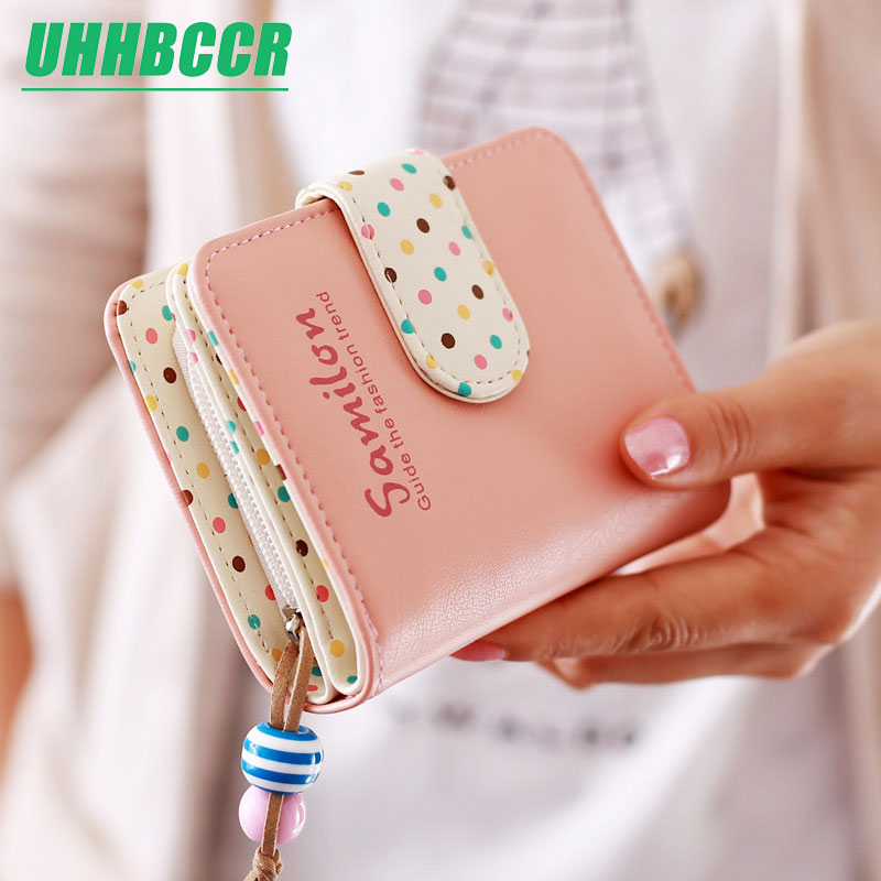 Women Small Wallet Cartoon Dots Cute Coin Purse Hasp Card Holder Womens Wallets and Purses Female Wallets Famous Brand