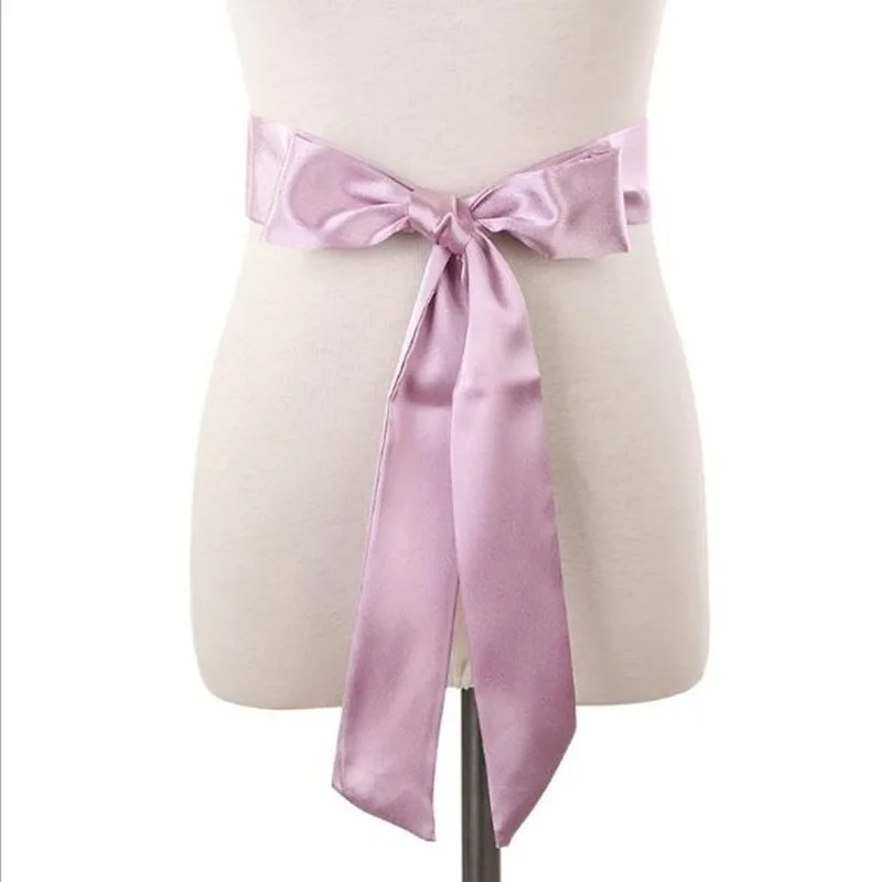 Accesorios de ropa suave para mujer, cinturón de bufandas de seda, cinta de Color sólido para vestido, bufanda larga de gasa para mujer, cinturones con lazo de 180cm