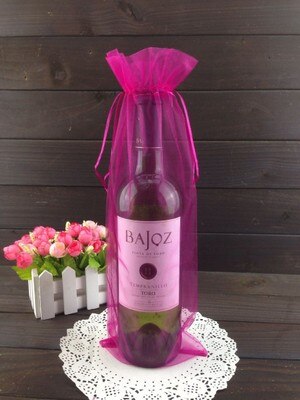 50 Stuks 15X37Cm Goud Koord Organza Wijn Zak Voor Wedding Party Xmas Champagne Fles Houder Zakjes: 14
