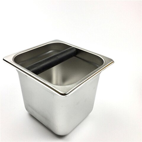 Coffee Knock Box Stainless Steel Wood Coffee Grounds Container Box Barista Coffee Residue Bucket Grind Waste Bin Knocking Bucket: Large Stainless Stee