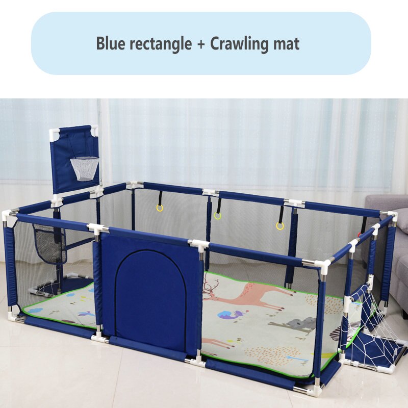 bambino scatola Bambini Barriera di Sicurezza Palle da Biliardo Pieghevole Bambini cestino E Campo di Calcio per 0-6 Anni di Età I Bambini di scatola: blu rettangolo-2