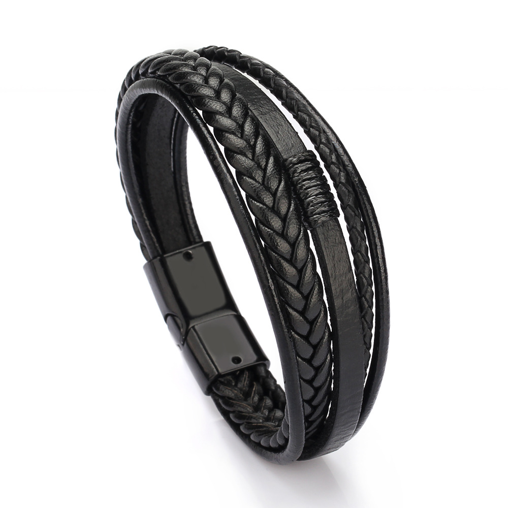 Bracciali da uomo In pelle intrecciata bracciale Heren In colore marrone nero con bracciale magnetico elegante per uomo braccialetto con ciondolo regalo