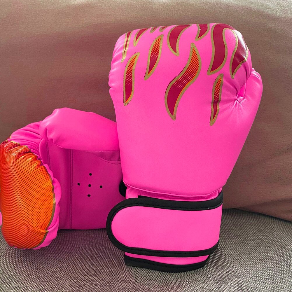 Kids Children Boxing Gloves Flame Mesh Breathable PU Leather Punching Gloves Sanda Boxing Training Fighting Glove