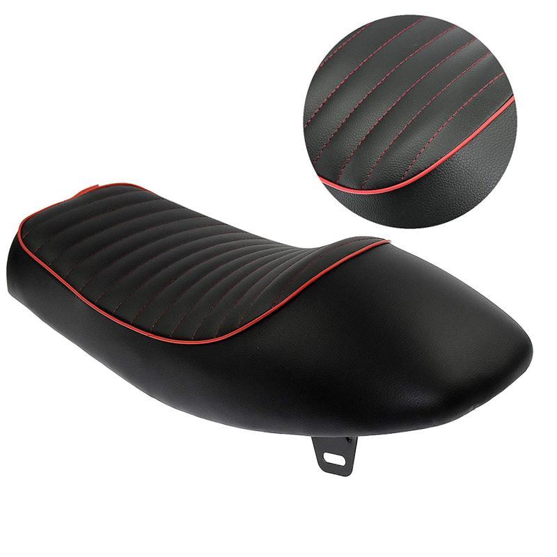 Asiento Universal Vintage para motocicleta, sillín Retro negro y rojo para Honda CB CG 125, Yamaha SR: Default Title