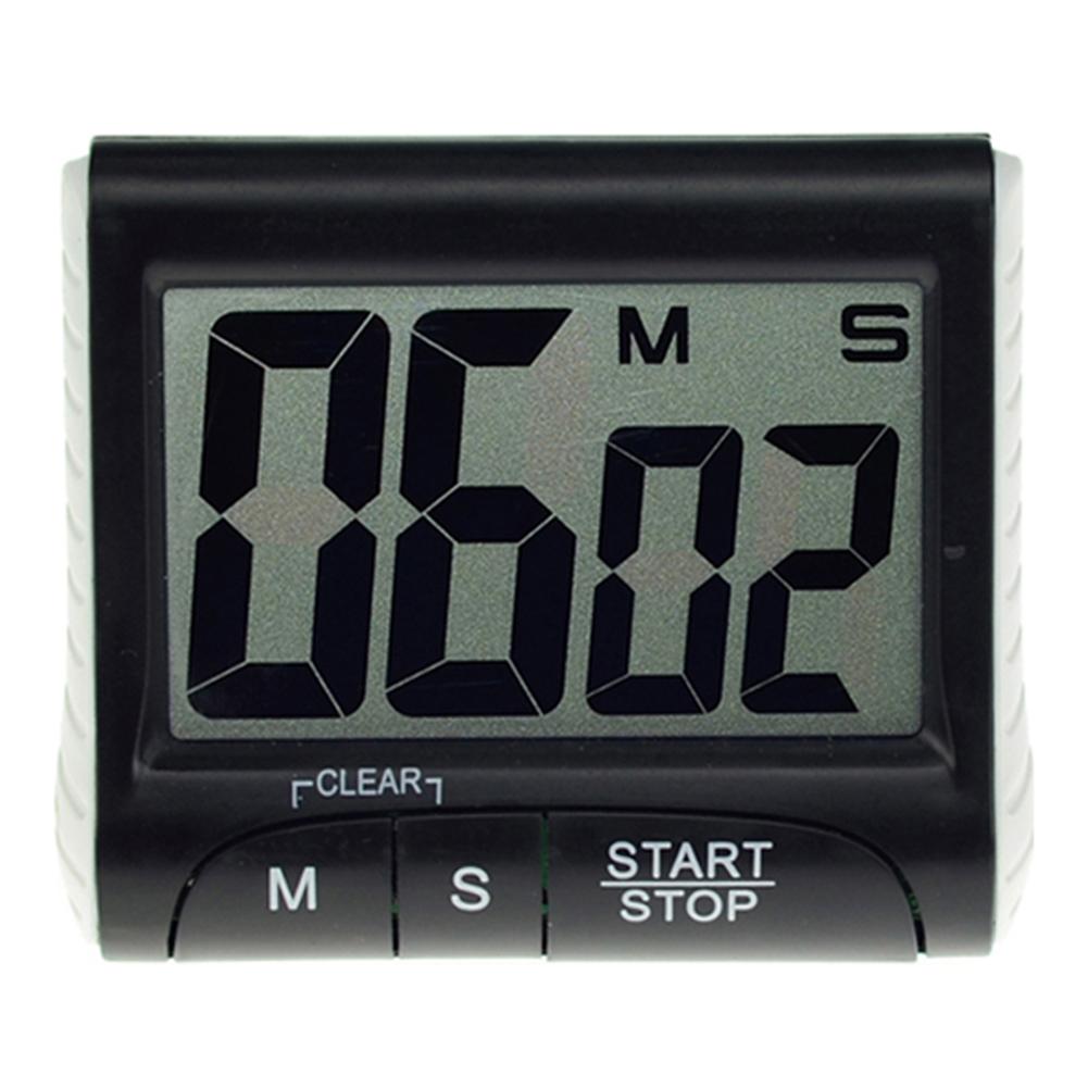 LCD Digital Kitchen Timer Alarm Practical Cooking Digital Clock Countdown Timer Alarm Temporizador Stopwatch With Stand: Black